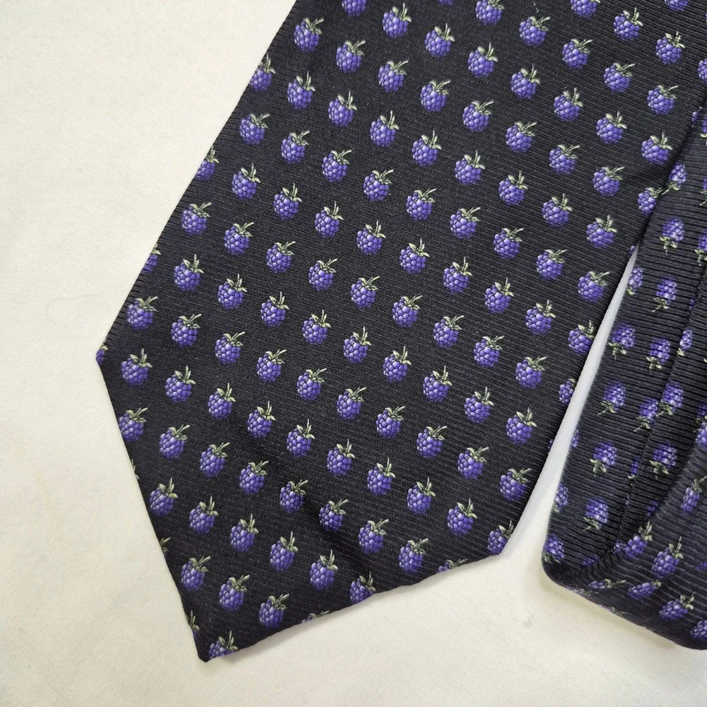 Brooks Brothers Basics‎ Repp Tie Mens Black Purple Blackberry Foulard Silk USA